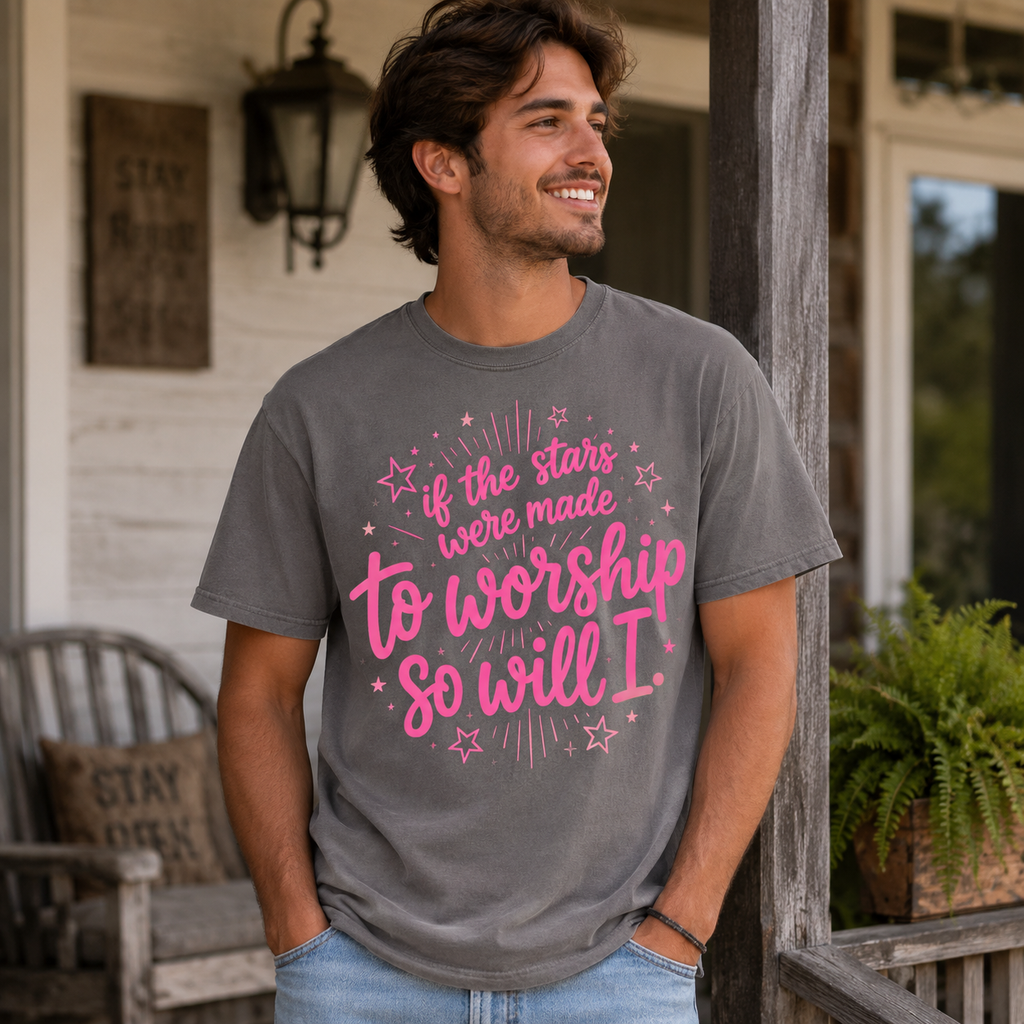 So Will I Shirt, Christian Worship T-Shirt, If The Stars Were Made To Worship Tee, Faith Shirt for Women, Cute Jesus Graphic Tee