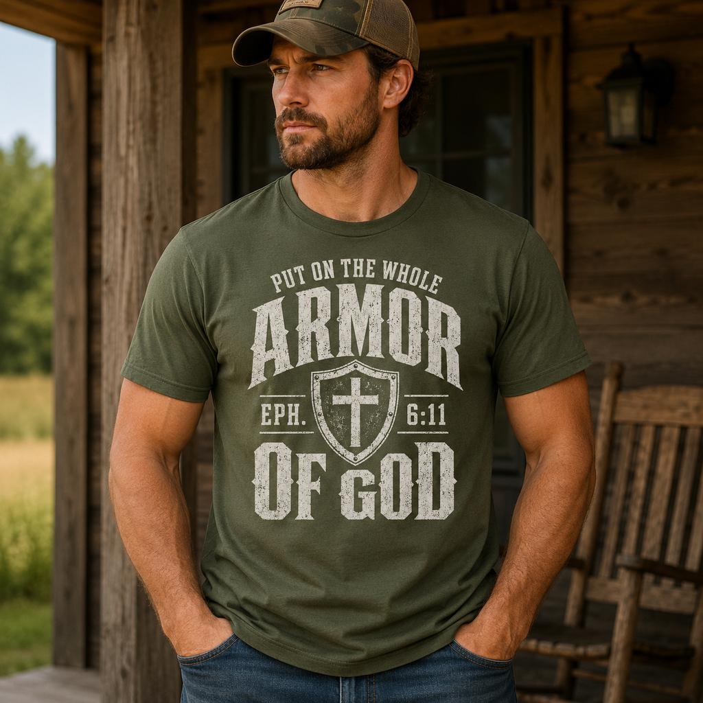 Armor of God Shirt, Ephesians 6:11 Christian T-Shirt, Put On The Whole Armor of God Tee, Faith Bible Verse Gift for Men