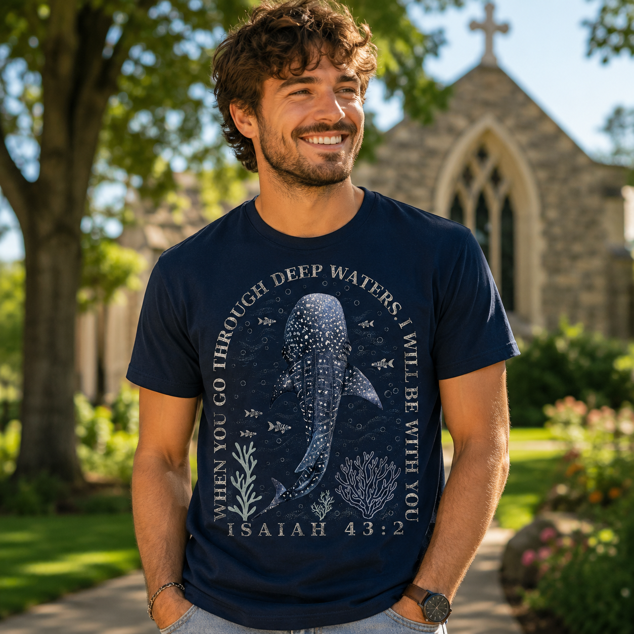 Isaiah 43:2 Whale Shark Christian Shirt, Women's T-shirt, Unisex Long Sleeve, Sweatshirt, Hoodie, Zip Hoodie