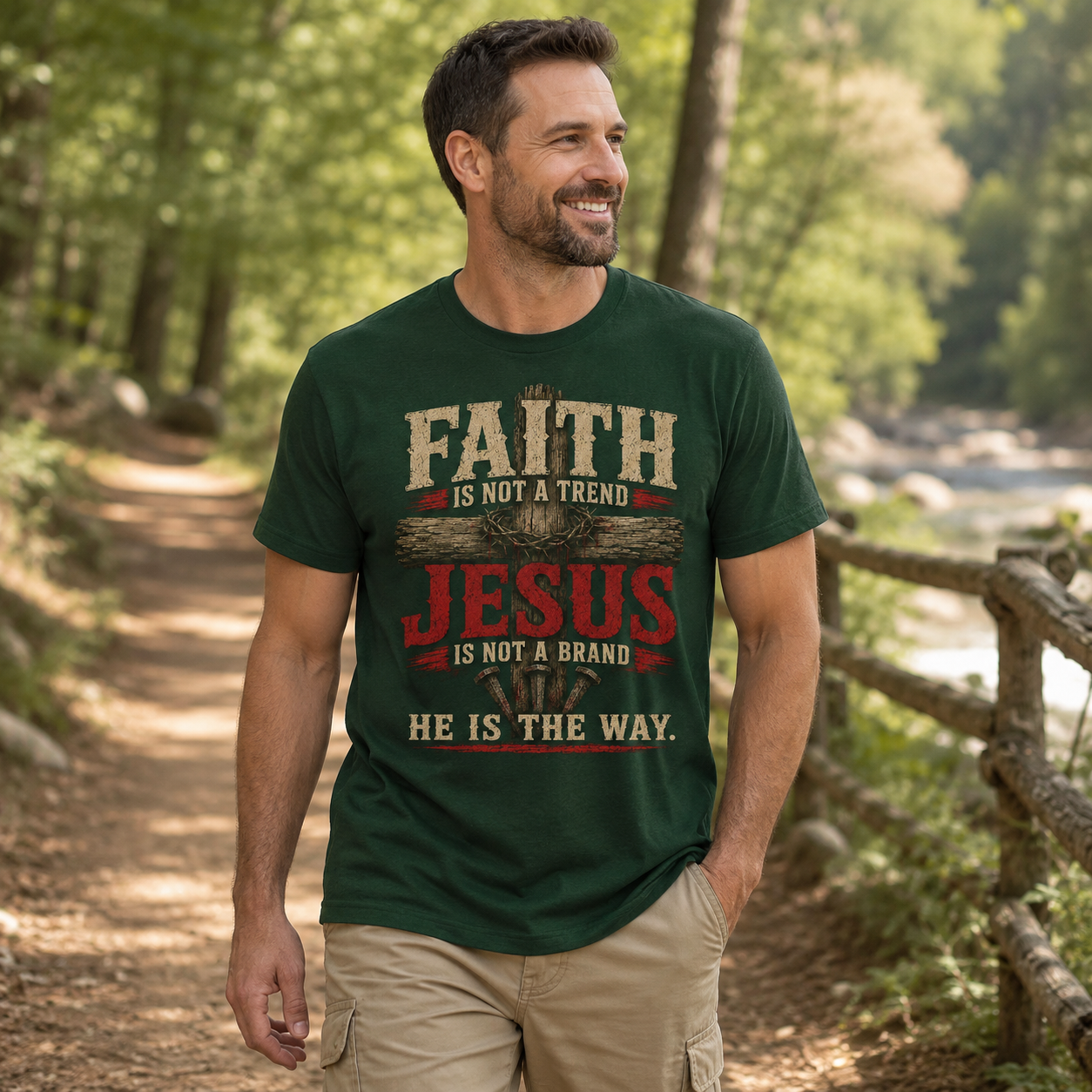 Faith Is Not A Trend Shirt, Jesus Is Not A Brand Christian T-Shirt, He Is The Way Tee, Bold Faith Gift for Women Men