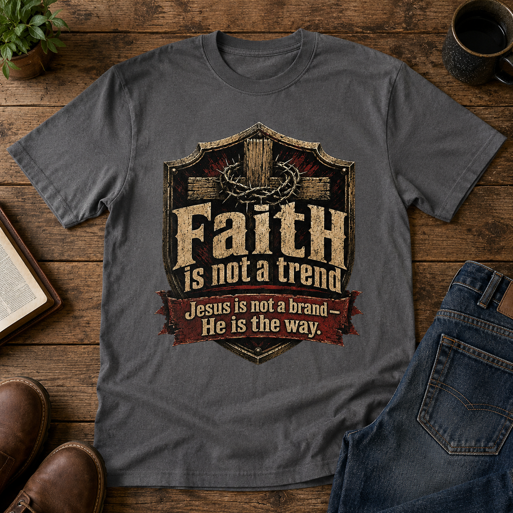 Faith Is Not A Trend Shirt, Jesus Is Not A Brand Christian T-Shirt, He Is The Way Cross Tee, Bold Faith Gift for Men Women