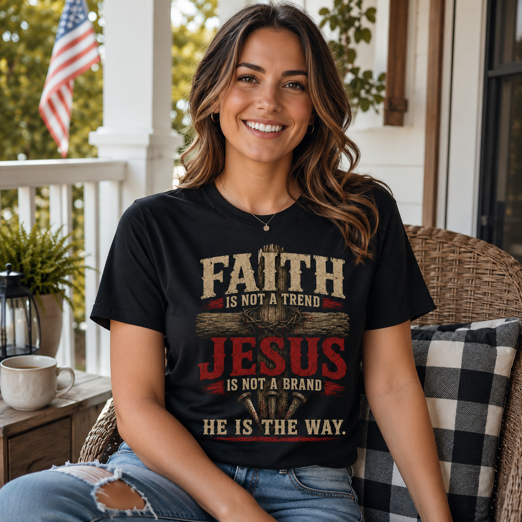 Faith Is Not A Trend Shirt, Jesus Is Not A Brand Christian T-Shirt, He Is The Way Tee, Bold Faith Gift for Women Men