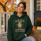 Jesus Thinks I’m A Delight Shirt, Cute Christian Frog T-Shirt, First Of All Jesus Tee, Funny Faith Gift for Women