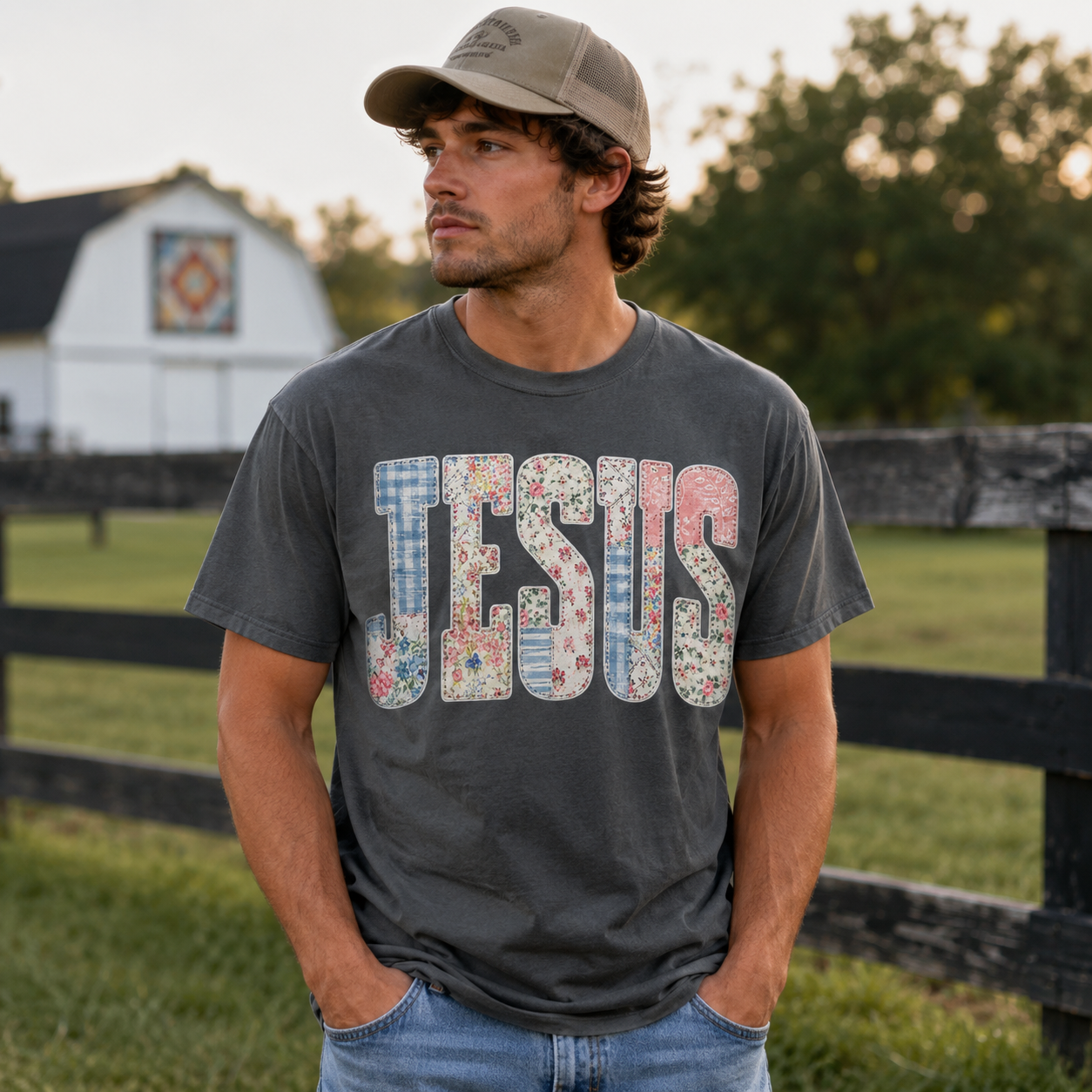 Jesus Shirt, Floral Patchwork Christian T-Shirt, Faith Based Tee, Religious Gift for Women, Cute Jesus Tee, Christian Apparel