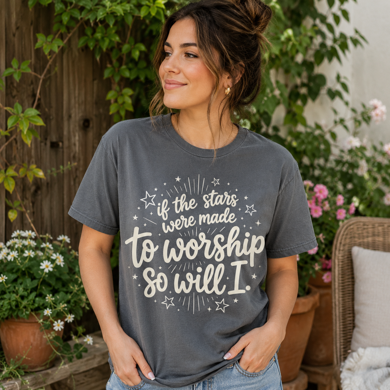 So Will I Shirt, Christian Worship T-Shirt, If The Stars Were Made To Worship Tee, Faith Shirt for Women, Jesus Graphic Tee