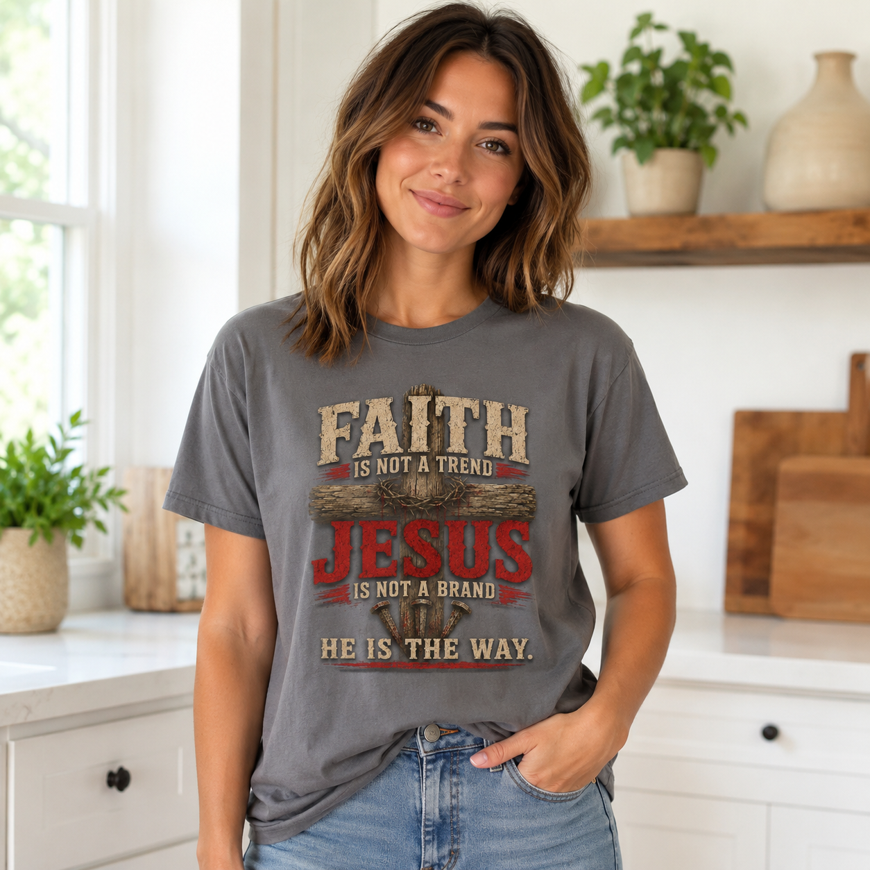 Faith Is Not A Trend Shirt, Jesus Is Not A Brand Christian T-Shirt, He Is The Way Tee, Bold Faith Gift for Women Men