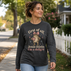 Jesus Thinks I’m A Delight Shirt, Cute Christian Frog T-Shirt, First Of All Jesus Tee, Funny Faith Gift for Women