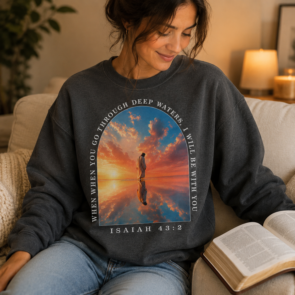 Isaiah 43:2 Deep Waters Christian Shirt, Women's T-shirt, Unisex Long Sleeve, Sweatshirt, Hoodie, Zip Hoodie