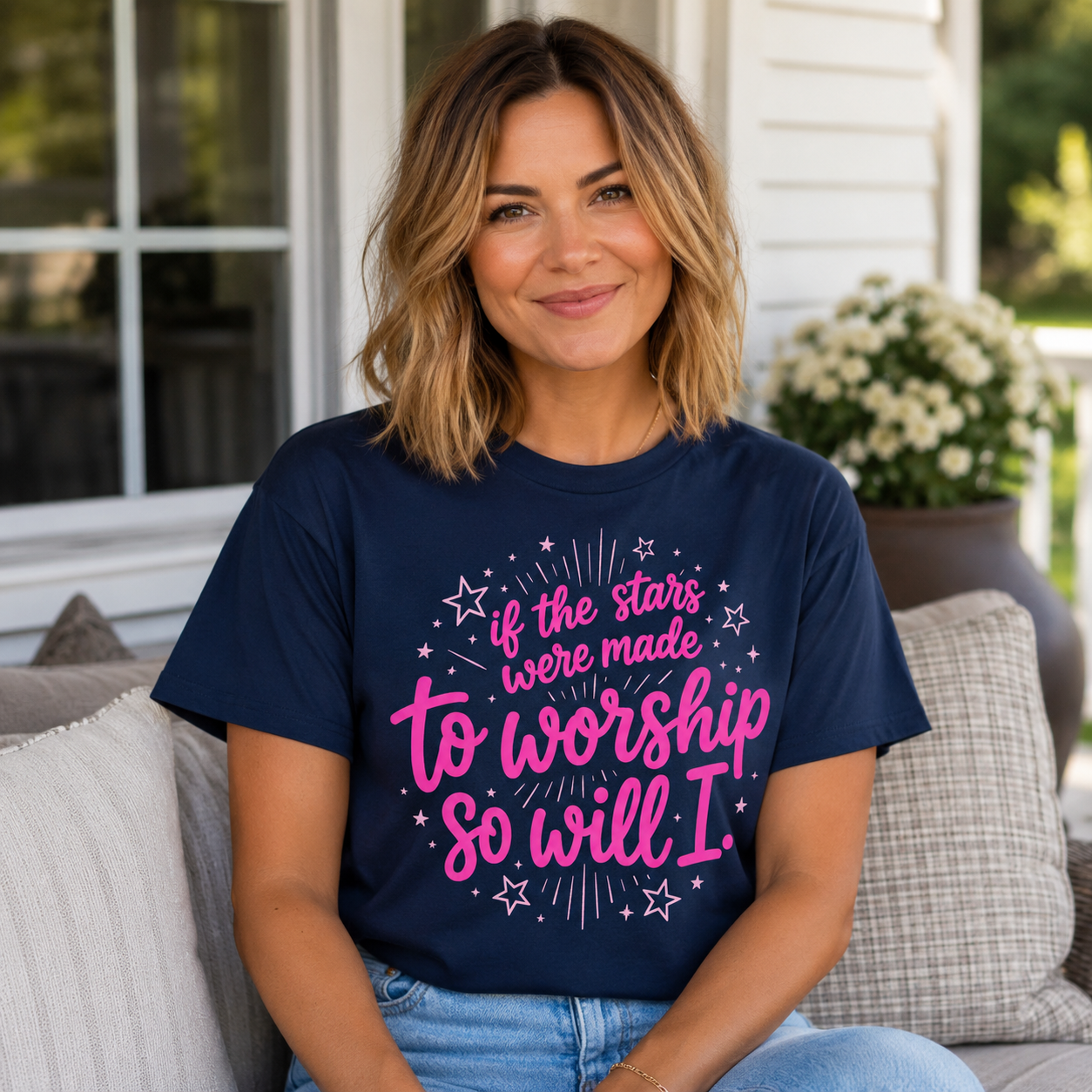 So Will I Shirt, Christian Worship T-Shirt, If The Stars Were Made To Worship Tee, Faith Shirt for Women, Cute Jesus Graphic Tee