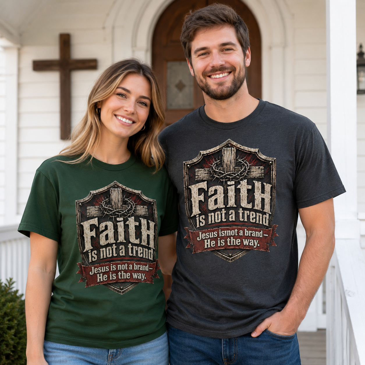 Faith Is Not A Trend Shirt, Jesus Is Not A Brand Christian T-Shirt, He Is The Way Cross Tee, Bold Faith Gift for Men Women