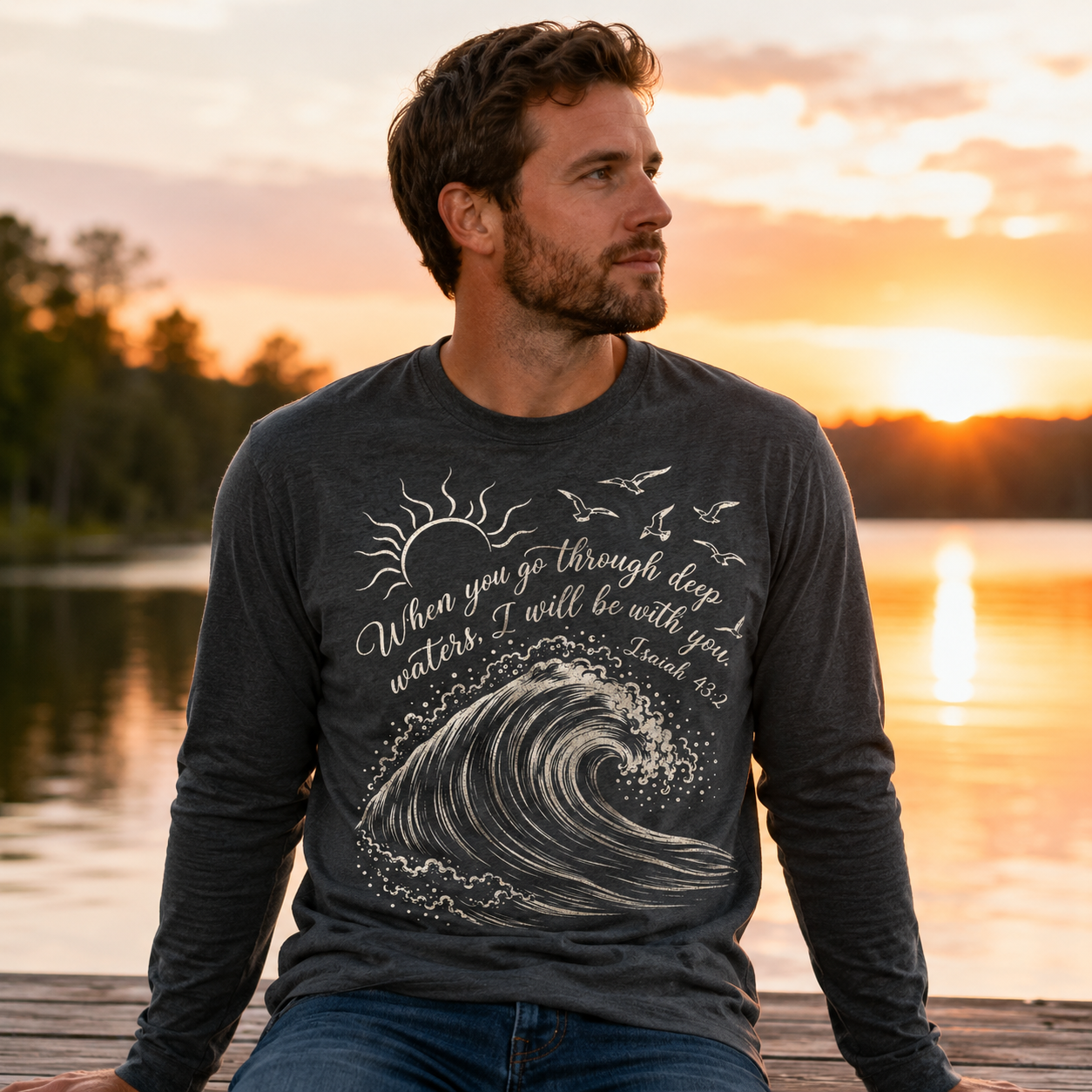 Deep Waters Isaiah 43:2 Christian Shirt, Women's T-shirt, Unisex Long Sleeve, Sweatshirt, Hoodie, Zip Hoodie