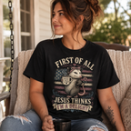 Jesus Thinks I’m A Delight Shirt, Cute Christian Opossum T-Shirt, First Of All Jesus Tee, Funny Faith Gift for Women