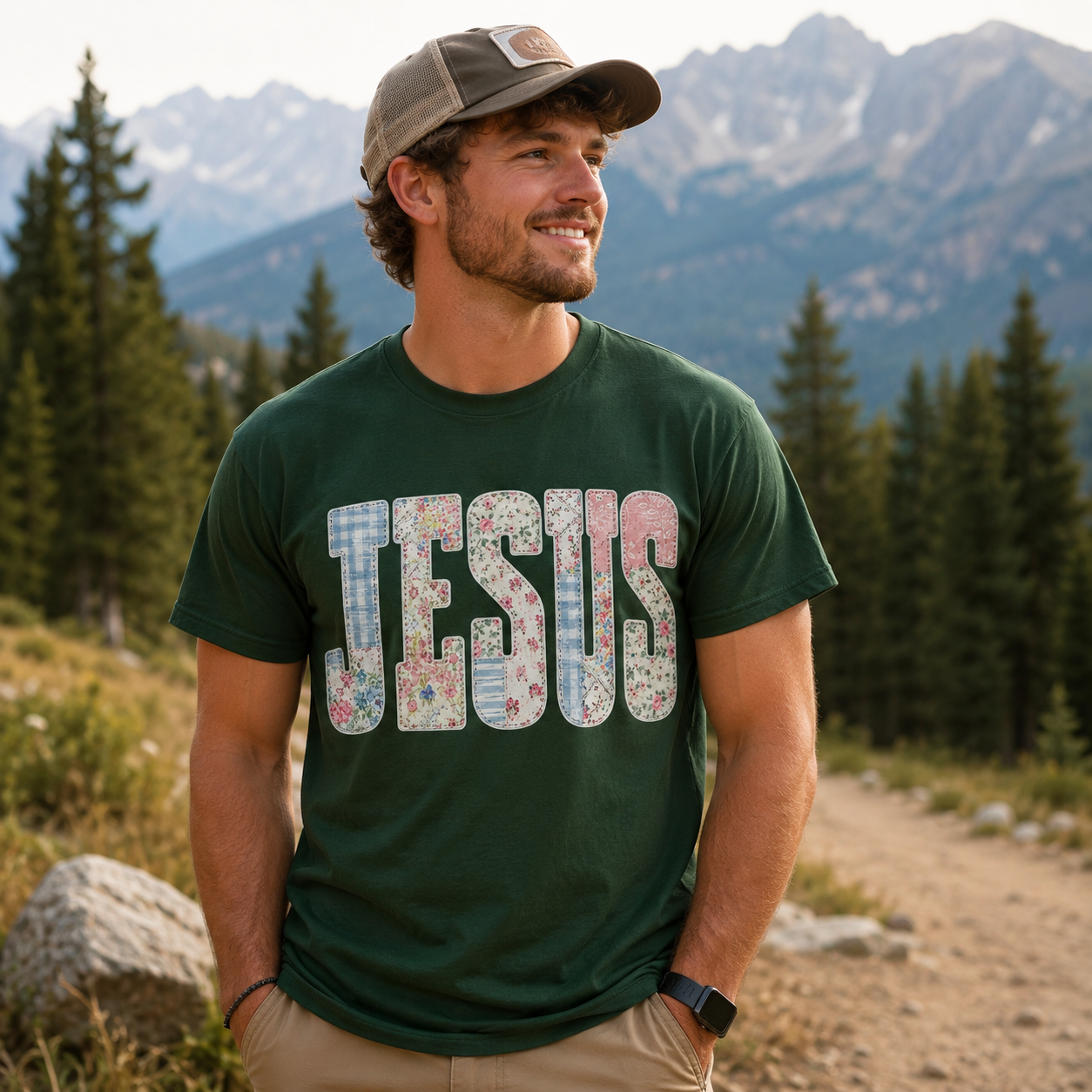Jesus Shirt, Floral Patchwork Christian T-Shirt, Faith Based Tee, Religious Gift for Women, Cute Jesus Tee, Christian Apparel