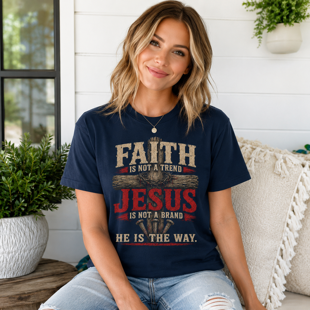 Faith Is Not A Trend Shirt, Jesus Is Not A Brand Christian T-Shirt, He Is The Way Tee, Bold Faith Gift for Women Men