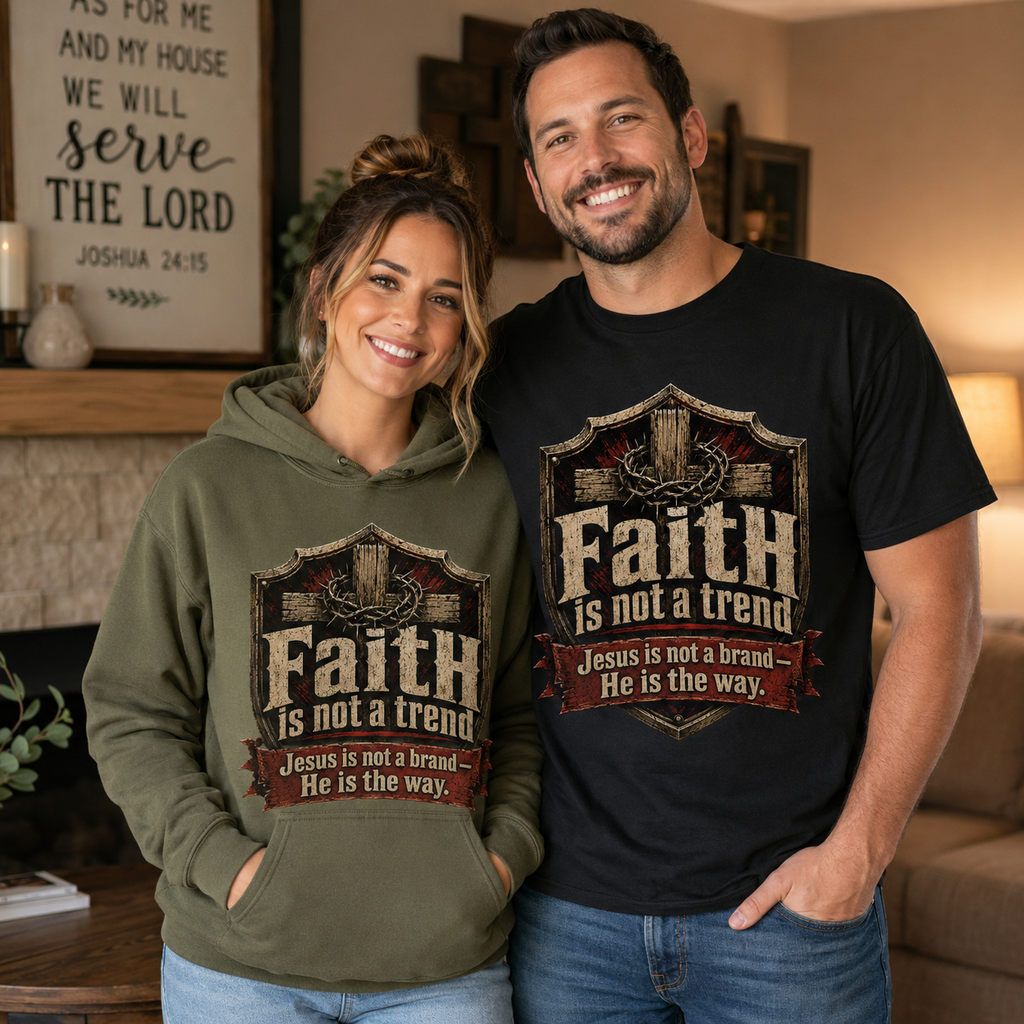 Faith Is Not A Trend Shirt, Jesus Is Not A Brand Christian T-Shirt, He Is The Way Cross Tee, Bold Faith Gift for Men Women