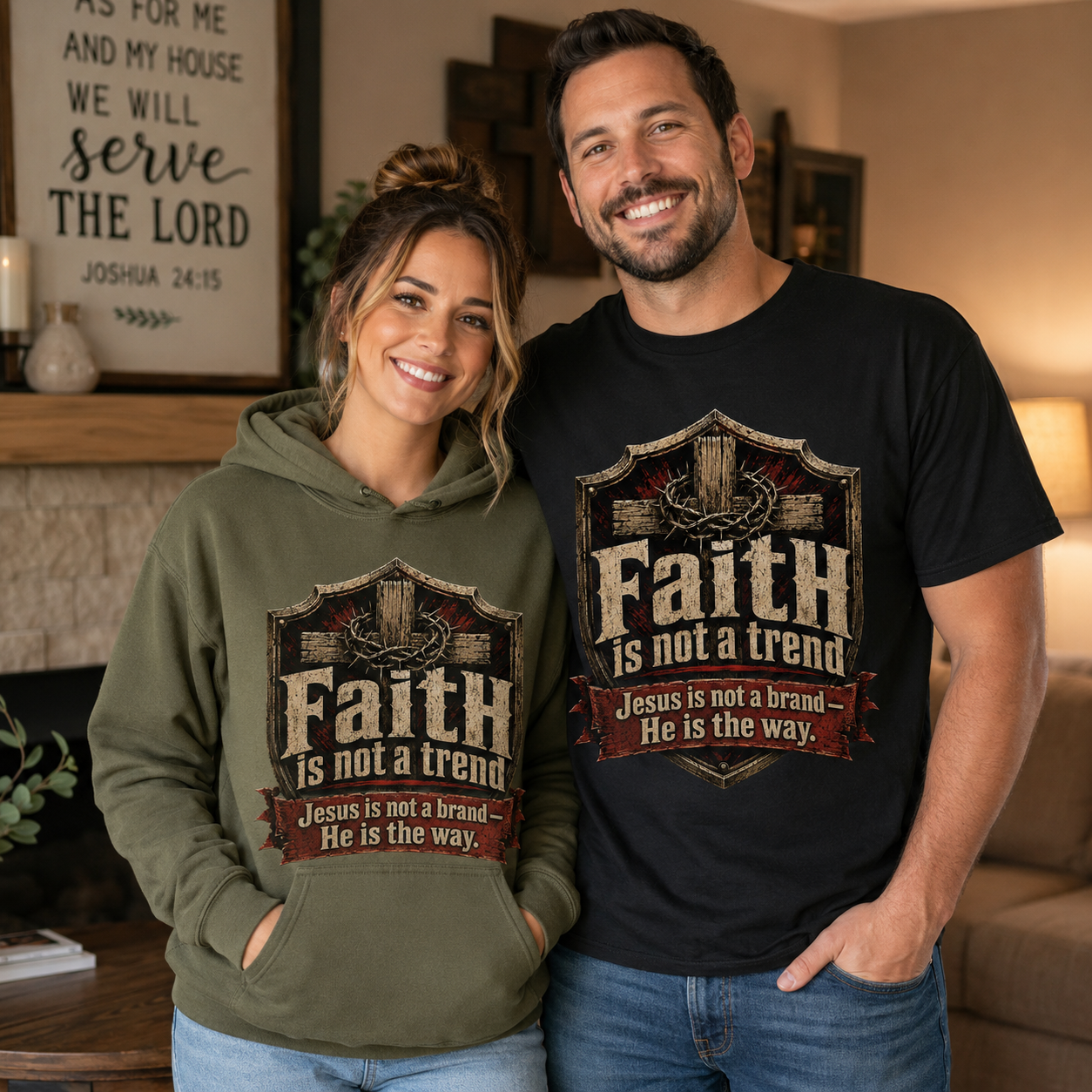 Faith Is Not A Trend Shirt, Jesus Is Not A Brand Christian T-Shirt, He Is The Way Cross Tee, Bold Faith Gift for Men Women