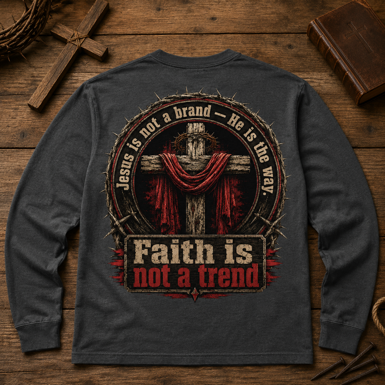 Faith Is Not A Trend Shirt, Jesus Is Not A Brand Christian T-Shirt, He Is The Way Back Print Tee, Bold Faith Gift for Women Men