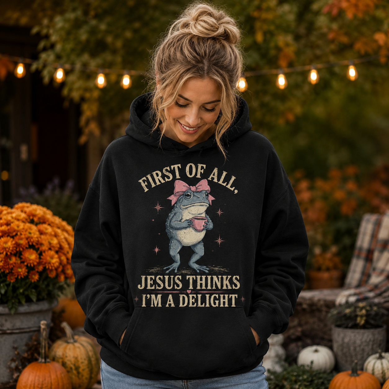 Jesus Thinks I’m A Delight Shirt, Cute Christian Frog T-Shirt, First Of All Jesus Tee, Funny Faith Gift for Women