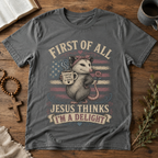 Jesus Thinks I’m A Delight Shirt, Cute Christian Opossum T-Shirt, First Of All Jesus Tee, Funny Faith Gift for Women
